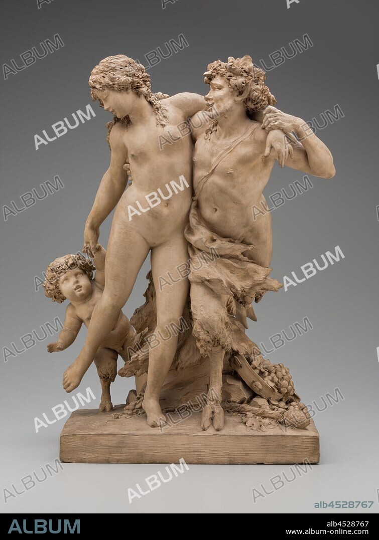 Clodion, French, 1738-1814, Bacchante and Satyr with Young Satyr, ca. between 1775 and 1780, Terracotta, Overall: 18 3/4 × 12 × 8 3/4 inches (47.6 × 30.5 × 22.2 cm).