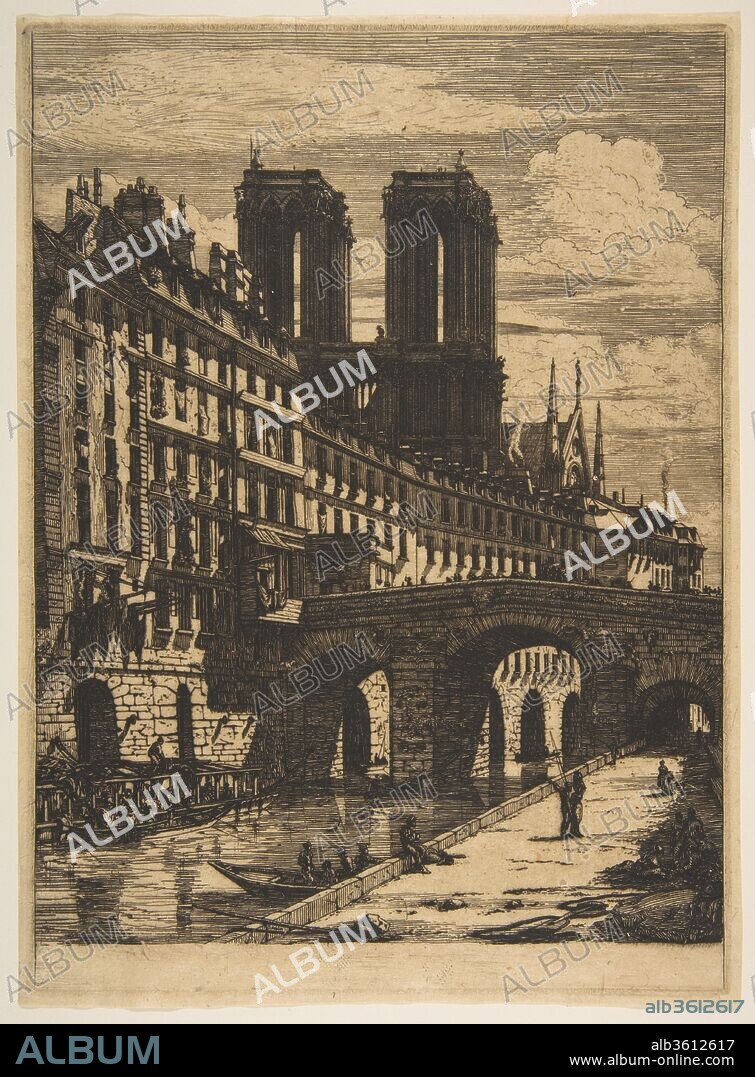The Petit Pont, Paris. Artist: Charles Meryon (French, 1821-1868). Dimensions: plate: 10 7/16 x 7 5/16 in. (26.5 x 18.5 cm). Series/Portfolio: Etchings of Paris. Date: 1850 or later.