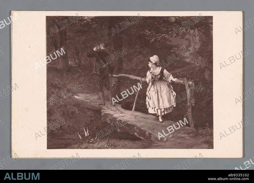 Reproduction of Déja Passé by Edmond Rudaux, Originally published by Boussod, Valadon & Cie Editeurs as 'Estample Miniature No 29'., maker: Goupil & Cie. (possibly), after: Edmond Adolphe Rudaux, Paris, 1865 - 1900, paper, cardboard, height 60 mm × width 75 mmheight 62 mm × width 104 mm.