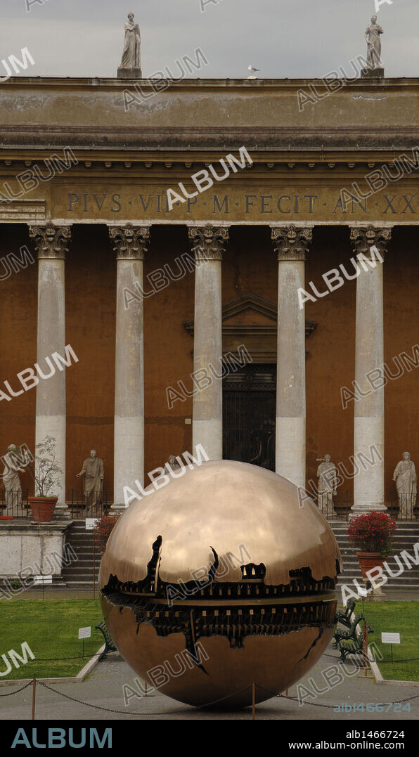 Sphere Within Sphere.  Bronze sculpture by Italian sculptor Arnaldo Pomodoro (b. 1926). Cortile della Pigna (Courtyard of the Pineapple). Vatican Museums. Vatican City.