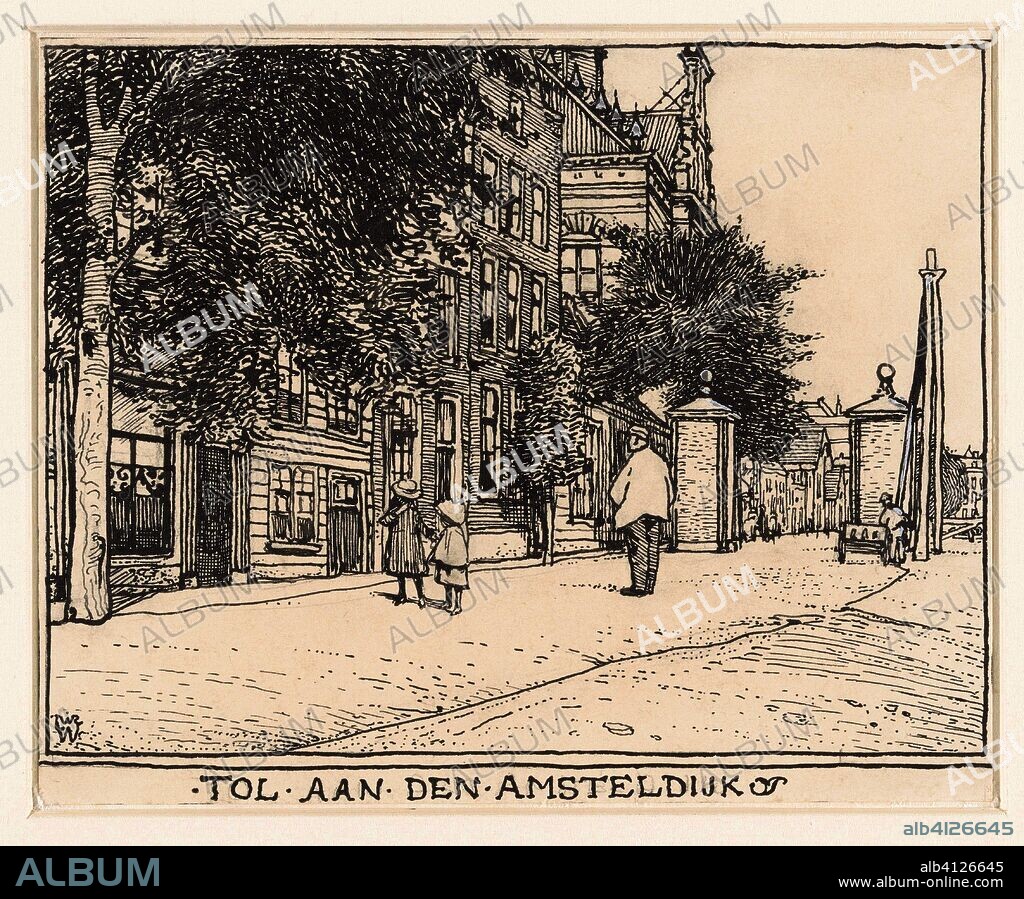 Toll on the Amsteldijk in Amsterdam. Draughtsman: Willem Wenckebach. Dating: 1870 - 1937. Place: Amsterdam. Measurements: h 130 mm × w 162 mm.