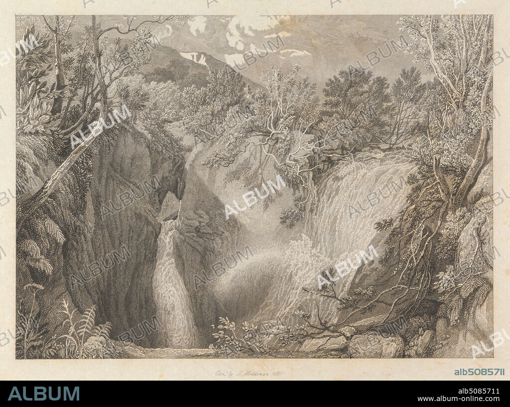 St. Anne's Hill No. II, Edward Alfred Goodall, 18191908, British, after Joseph Mallord William Turner, 17751851, British, 1834, Line engraving on thick, slightly textured, beige, wove paper, with gray, chine colle, Sheet: 17 7/16 × 12 inches (44.3 × 30.5 cm), Plate: 11 1/2 × 5 15/16 inches (29.2 × 15.1 cm), Chine collé: 11 1/4 × 5 5/8 inches (28.6 × 14.3 cm), and Image: 3 × 3 inches (7.6 × 7.6 cm).