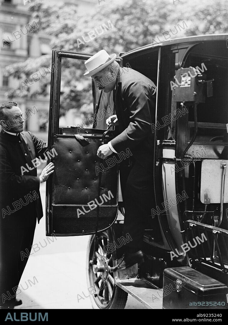 HARRIS & EWING. J. Pierpont Morgan Jr., Leaving Auto, 1914. American financier and investment banker.
