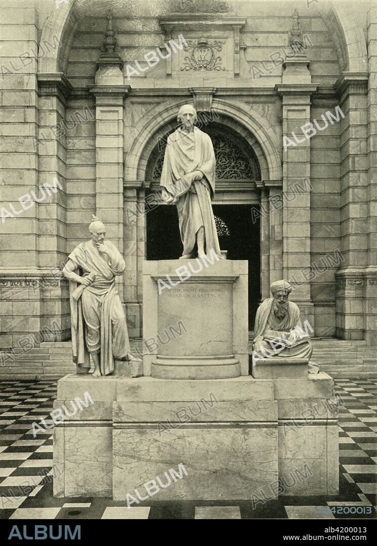 'Statue of Warren Hastings', 1925. From British Government in India, Volume Two, by Lord Curzon of Kedleston. [Cassell and Company Ltd, London, New York, Toronto and Melbourne, 1925]. English statesman and first de facto Governor-General of India from 1773 to 1785.