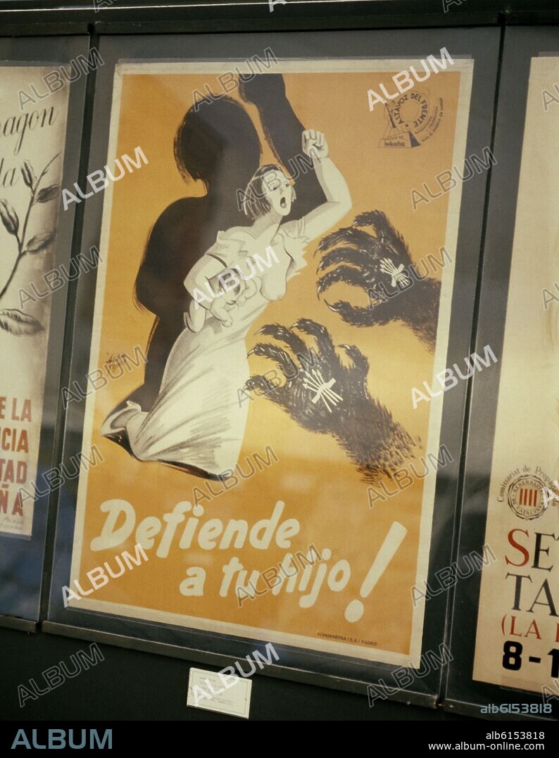 DEFIENDE A TU HIJO - CARTEL DE PROPAGANDA ANTIFASCISTA.
