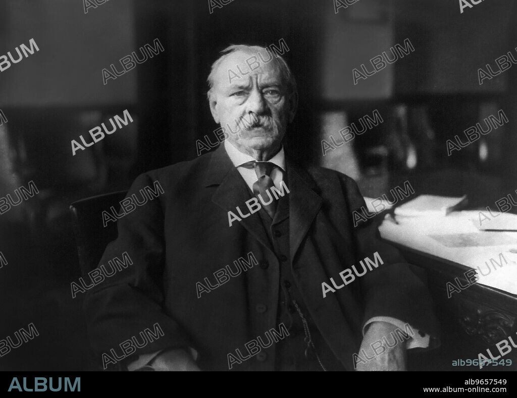 Grover Cleveland (1837-1908), 22nd and 24th President of the United States 188589 and 189397, Head and Shoulders Portrait at Home, Princeton, New Jersey, USA, Photograph by New York Herald Company, 1908.