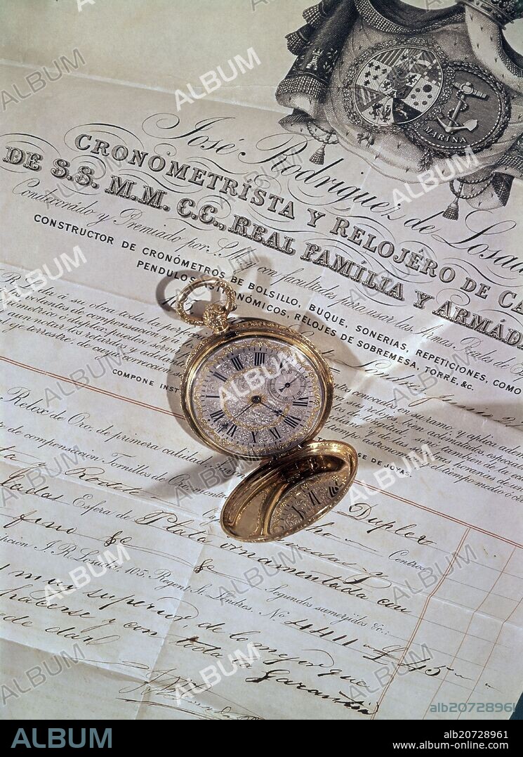 JOSE RODRIGUEZ DE LOSADA (1797-1870). RELOJ DE BOLSILLO DE ORO - 1880.