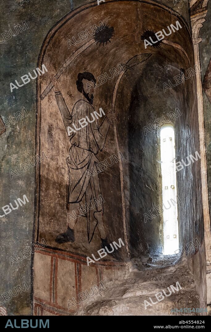 pinturas góticas, Iglesia de San Martín de Tours, Gazeo, Álava, Spain, Europe.