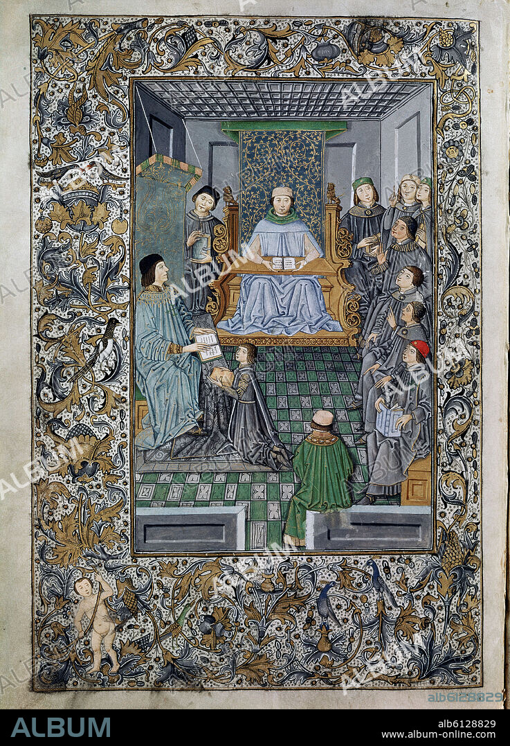 ELIO ANTONIO DE NEBRIJA (1441-1522). INTRODUCIONES LATINAS - EL GRAN MAESTRE DE LA ORDEN DE ALCANTARA RECIBE LECCIONES DE NEBRIJA - XV - VIT17-1-F1.