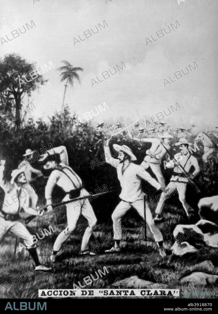 Battle of Santa Clara. This battle took place  in Sancti-Spiritus. The  forces of Colonel Santander and the Cuban forces led  by Serafin Sanchez and Carlos Roloff, landed in 'Las Villas' of July 24th 1895.Cigar card from the History of Cuba, Geografico Universal, Propaganda de los Cigarros Susini y La Corona, Tabacalera Cubana.