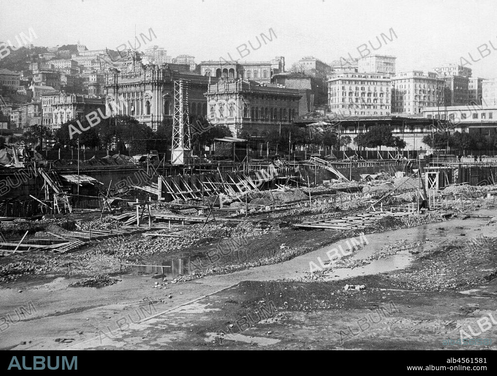 Bisagno torrent, genova, liguria, italy 1930.