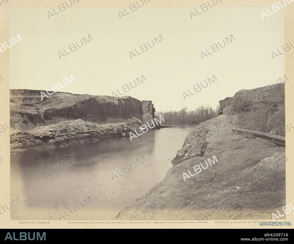 Dutch Gap Canal, James River, Virginia. John Reekie (American, active 1861-1865); printed by Alexander Gardner (American, born Scotland, 1821-1882). Date: 1864. Dimensions: 17.2 x 22.2 cm (image/paper); 31.1 x 44.1 cm (album page). Albumen print, pl. 87 from the album "Gardner's Photographic Sketch Book of the War, Volume II" (1866). Origin: United States.