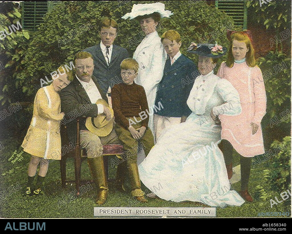 Theodore D. Roosevelt (1858-1919) 26th President of the United States of America (1901-1909) with his wife and family, c1906.