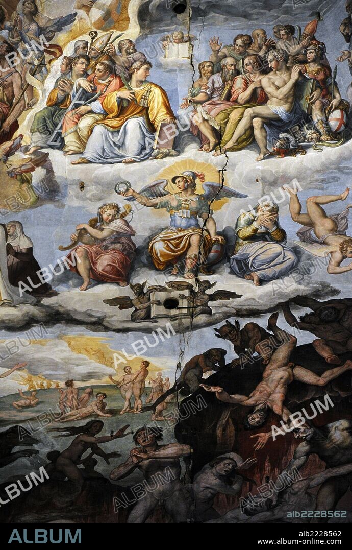 Italy. Florence. Last Judgement frescoes of the Dome of Brunelleschi, by Giorgio Vasari (1511-1574) and Zuccari (1572-1579). Detail. Hell.