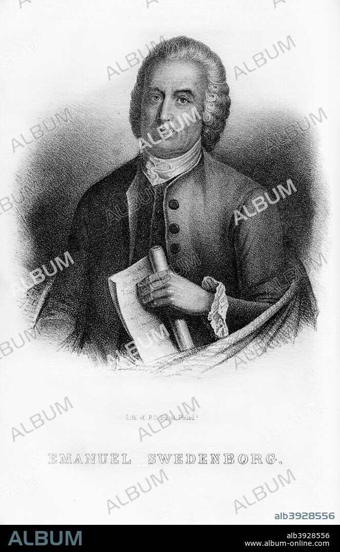 Emanuel Swedenborg, Swedish scientist, philosopher and mystic, (1854). Swedenborg (1688-1772) wrote on various subjects, including algebra, navigation, astronomy and chemistry. In 1734 he published his Opera philosophica et mineralia, (Philosophical and Logical Works), which dealt with the creation of the world, and drew on his interpretations of metallurgy and metaphysics. Swedenborg had dreams which encouraged him to believe that he was able to communicate with the spirit world. His followers founded the Church of the New Jerusalem in 1787.