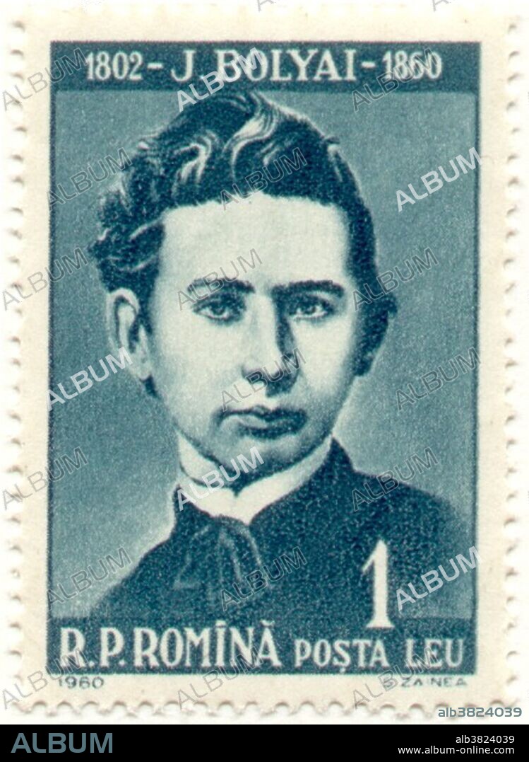 Janos Bolyai, Hungarian Mathematician (December 15, 1802 - January 27, 1860) was a Hungarian mathematician, known for his work in non-Euclidean geometry, a geometry that differs from Euclidean geometry in its definition of parallel lines. The discovery of a consistent alternative geometry that might correspond to the structure of the universe helped to free mathematicians to study abstract concepts irrespective of any possible connection with the physical world. By the age of 13, he had mastered calculus and other forms of analytical mechanics, receiving instruction from his father. He became so obsessed with Euclid's parallel postulate and came to the conclusion that the postulate is independent of the other axioms of geometry and that different consistent geometries can be constructed on its negation. In addition to his work in geometry, Bolyai developed a rigorous geometric concept of complex numbers as ordered pairs of real numbers. He was an accomplished polyglot speaking nine foreign languages. No original portrait of Bolyai survives.