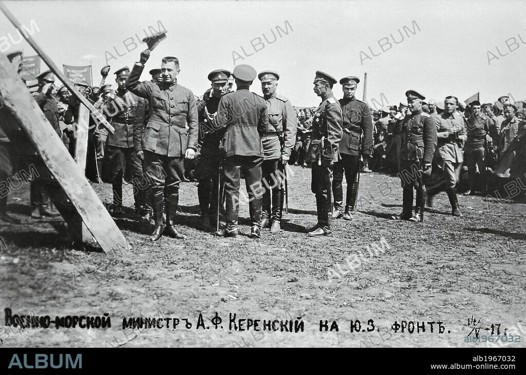 Alexsandr Kerenskij at the south-west front, May 17, 1917. Russian Revolution, Russia, 20th century.