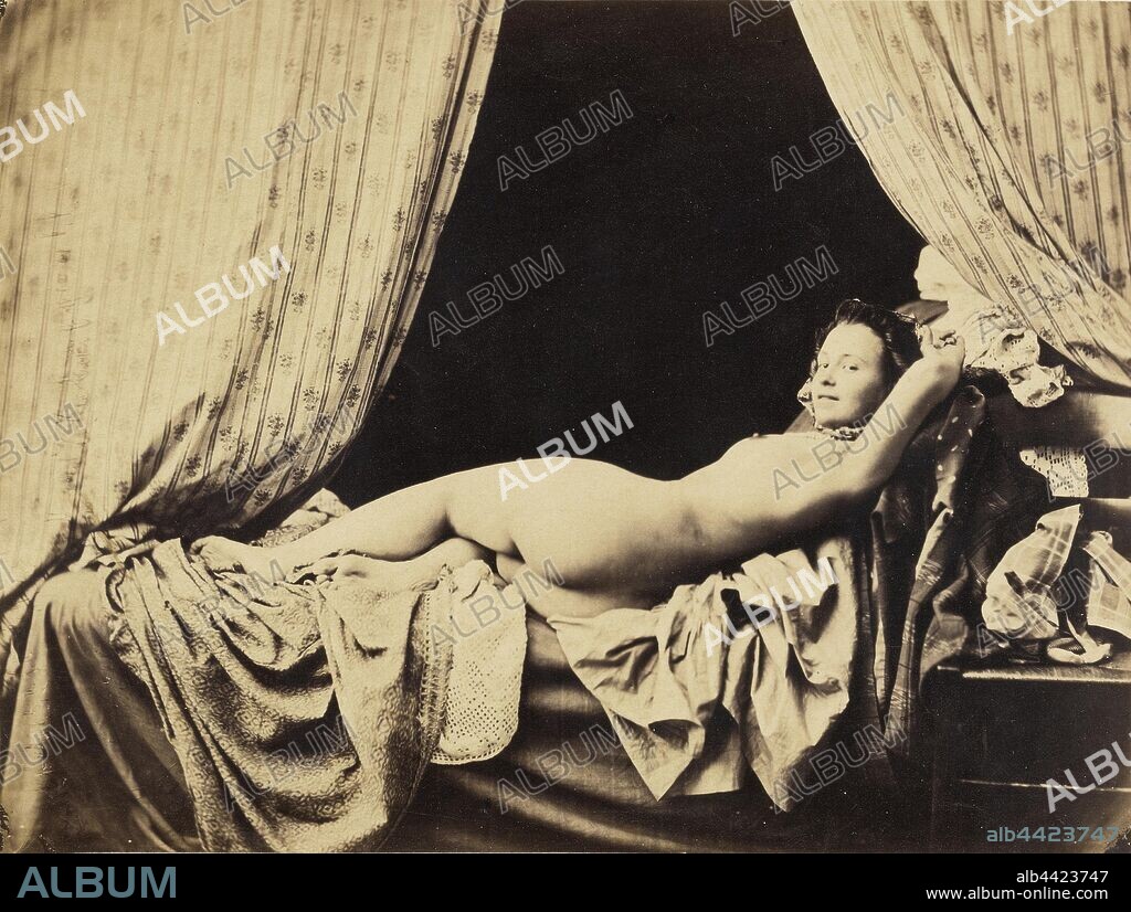 Female Nude, Attributed to Félix Jacques Moulin (French, 1802 - 1875), Attributed to Achille Quinet (French, 1831 - 1900), Paris, France, 1856, Albumen silver print, 16.5 x 21.9 cm (6 1/2 x 8 5/8 in.).
