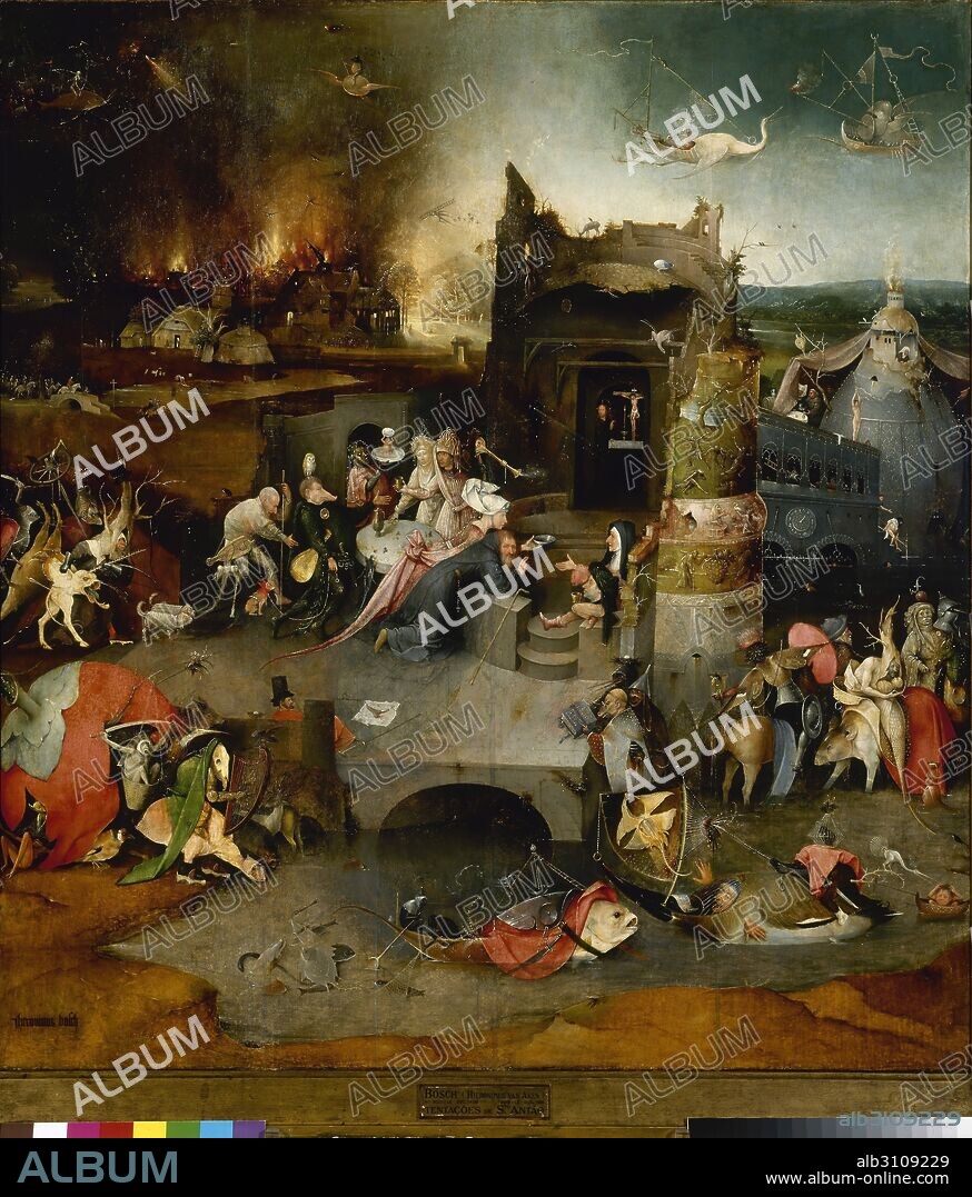 HIERONYMUS BOSCH. Tríptico: Las Tentaciones de San Antonio (panel central).