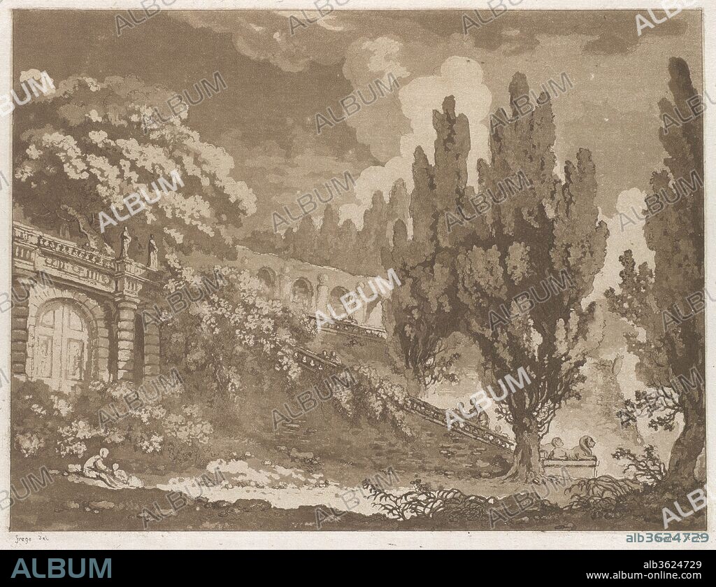 AFTER JEAN HONORÉ FRAGONARD et ABBÉ DE SAINT-NON JEAN CLAUDE RICHARD. La Jeu de la Palette. Artist: After Jean Honoré Fragonard (French, Grasse 1732-1806 Paris); Jean Claude Richard, Abbé de Saint-Non (French, Paris 1727-1791 Paris). Dimensions: 8 9/16 x 11 1/8 in.  (21.7 x 28.3 cm). Date: 1766.
A patron of the arts and also a printmaker, Saint-Non made etchings based on drawings by many of France's leading artists, which he published in suites entitled, Griffonis (1755-78). About 1765, he developed aquatint as a tonal process he could employ to suggest ink washes in his prints after the drawings of his friends Fragonard and Hubert Robert.