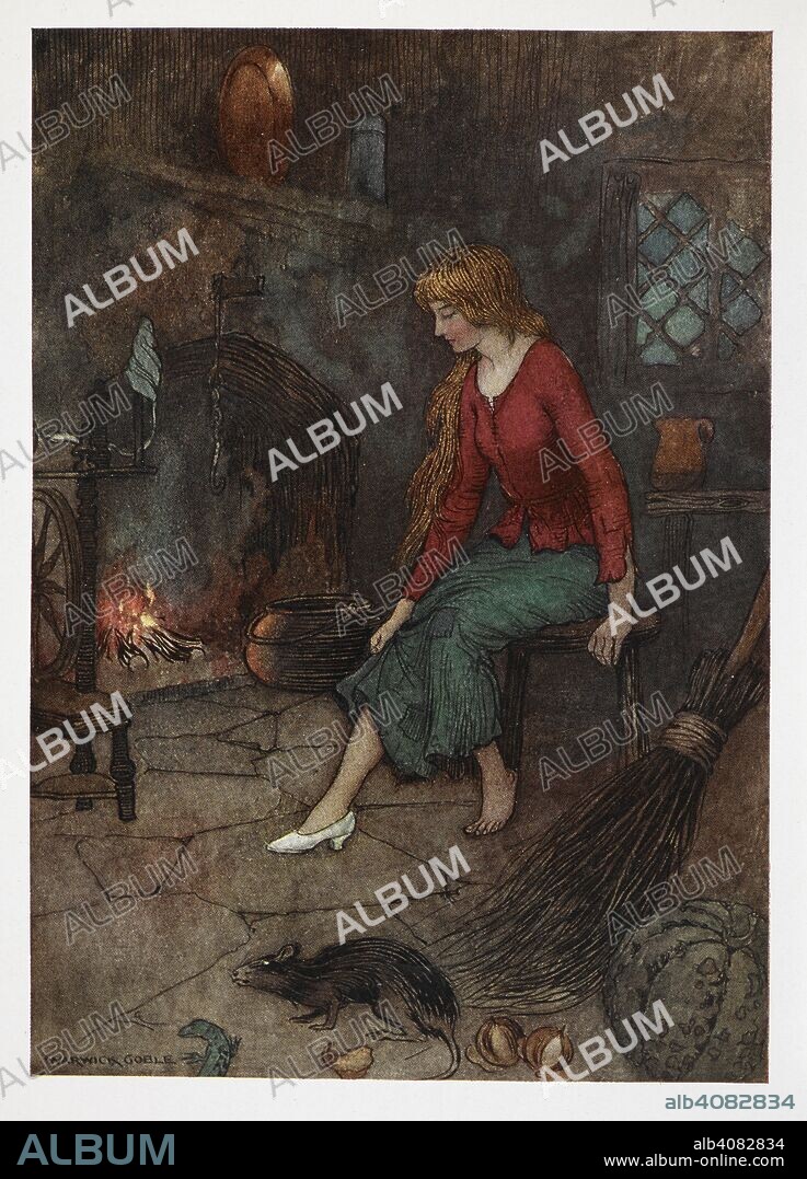 "The only remanant of her past magnificence being of her little glass slippers." Illustration by Warwick Goble for "Cinderella". The Fairy Book ... By the author of â€œJohn Halifax, Gentlemanâ€ [Dinah Maria Craik] With 32 illustrations in colour by Warwick Goble. London : Macmillan & Co., 1913. Source: 12410.s.5 plate opposite page 24.