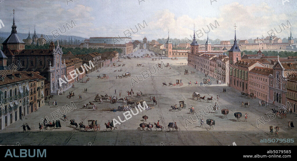 ANTONIO JOLI. JOLI , ANTONIO. PINTOR ITALIANO . 1706 - 1778. " MADRID . CALLE DE ALCALA " , OLEO. COLECCION DUQUES DE ALBA . MADRID. MADRID PINTADO.