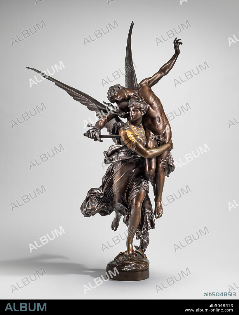 Marius-Jean-Antonin Mercié, (artist), French, 1845 - 1916, Gloria Victis, model c. 1874, cast after 1879, bronze, overall: 140 x 84.1 x 67.3 cm (55 1/8 x 33 1/8 x 26 1/2 in.), overall (length of tassle hanging from handle): 12.1 cm (4 3/4 in.), overall (overall length of sword): 21.3 cm (8 3/8 in.), overall (length of sword blade): 12.1 cm (4 3/4 in.), overall (length of sword handle): 8.3 cm (3 1/4 in.), overall (length of sword hilt): 9.5 cm (3 3/4 in.), overall (widest point of sword hilt): 5.7 cm (2 1/4 in.).