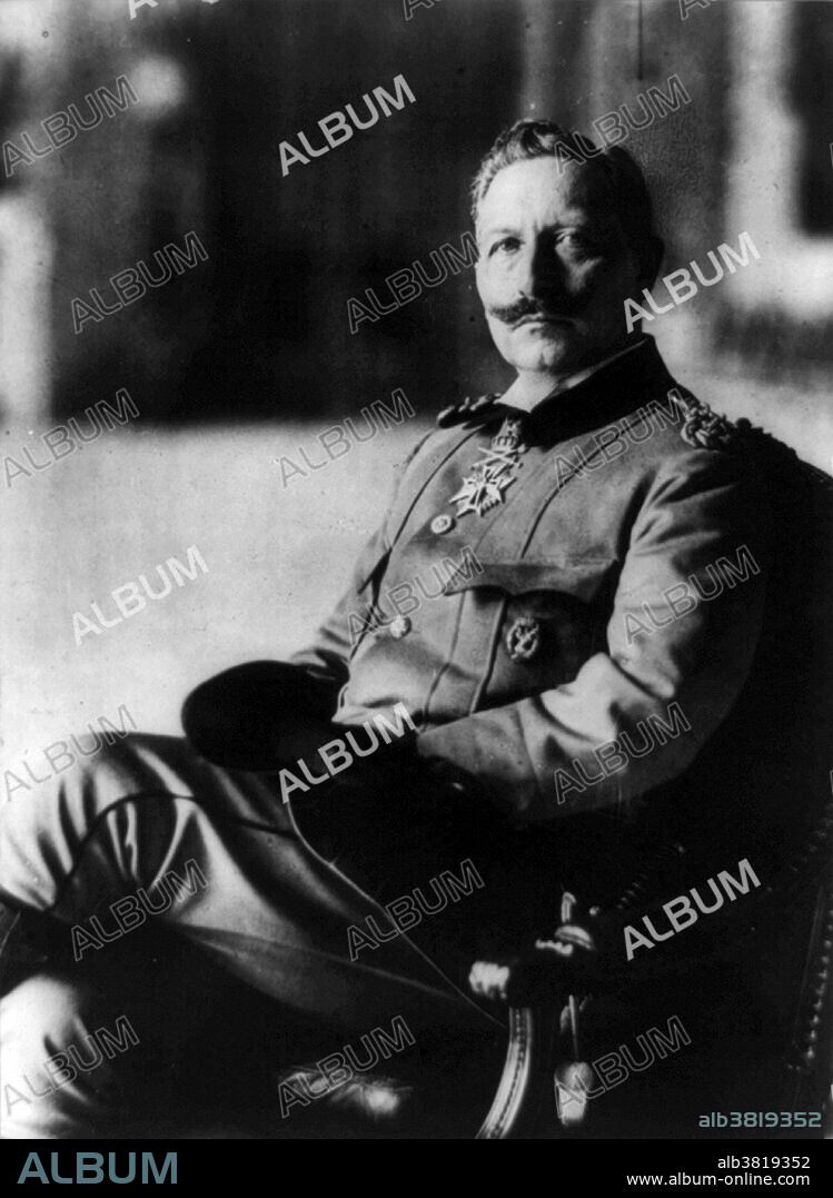Wilhelm II photographed in 1915. Wilhelm II (January 27, 1859 - June 4, 1941) was the last German Kaiser and King of Prussia, ruling the German Empire and the Kingdom of Prussia from 1888 to 1918. Crowned in 1888, he dismissed the Chancellor, Otto von Bismarck, in 1890 and launched Germany on a "New Course" in foreign affairs that culminated in his support for Austria-Hungary in the crisis of July 1914 that led to World War I. Bombastic and impetuous, he sometimes made tactless pronouncements on sensitive topics without consulting his ministers, culminating in a disastrous Daily Telegraph interview that cost him most of his power in 1908. His top generals, Paul von Hindenburg and Erich Ludendorff, dictated policy during World War I with little regard for the civilian government. An ineffective war leader, he lost the support of the army, abdicated in November 1918, and fled to exile in the Netherlands where he died in 1941 at the age of 82.