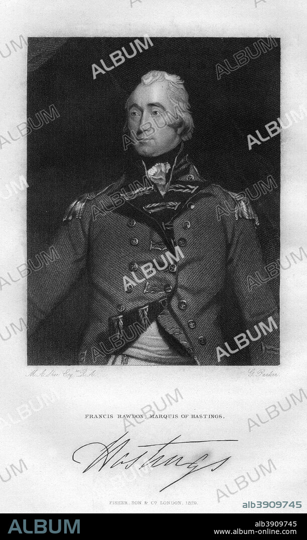 Francis Rawdon-Hastings (1754-1826), Governor-General of India, (1829). Rawdon-Hastings, 1st Marquess of Hastings, was Governor-General of India from 1813 to 1823.