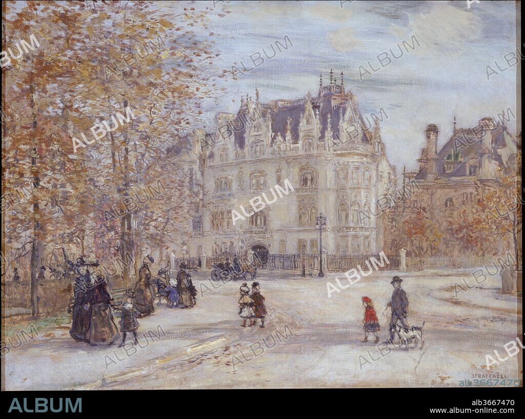 JEAN-FRANCOIS RAFFAELLI. The Fletcher Mansion, New York City. Artist: Jean-François Raffaëlli (French, Paris 1850-1924 Paris). Dimensions: 23 3/4 x 32 in. (60.3 x 81.3 cm). Date: 1899.