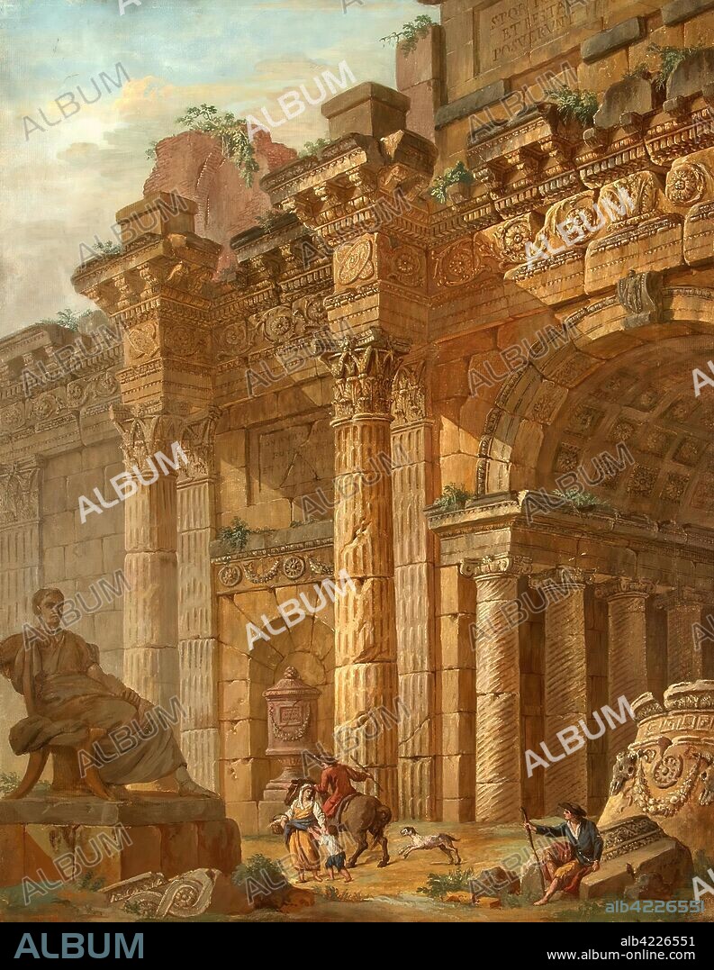 CHARLES-LOUIS CLERISSEAU. 'Architectural Fantasy'. France, 1782. Dimensions: 60,5x47,1 cm.