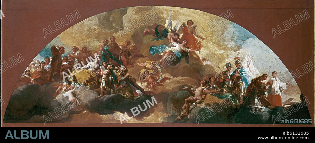FRANCISCO DE GOYA. MUSEO - BOCETO CUPULA REGINA MARTIRUM DEL PILAR.1780. 85x165 cm.
