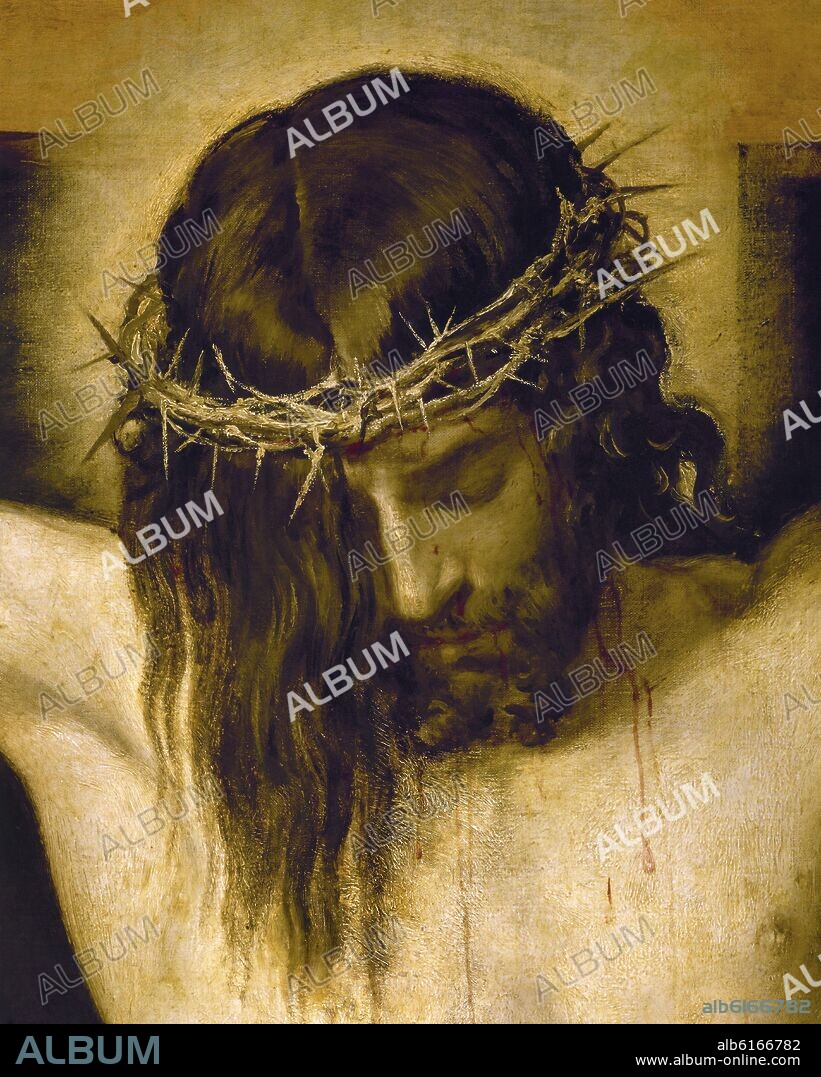 DIEGO VELAZQUEZ (1599-1660). CRISTO CRUCIFICADO - HACIA 1632 - DETALLE DE LA CABEZA - OLEO/LIENZO - BARROCO ESPAÑOL - NP 1167 - CONJUNTO 2934.