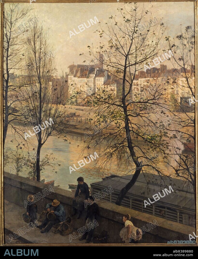JEAN BAPTISTE JULES TRAYER. The Seine, at Quai Bourbon, 4th arrondissement, 1887.