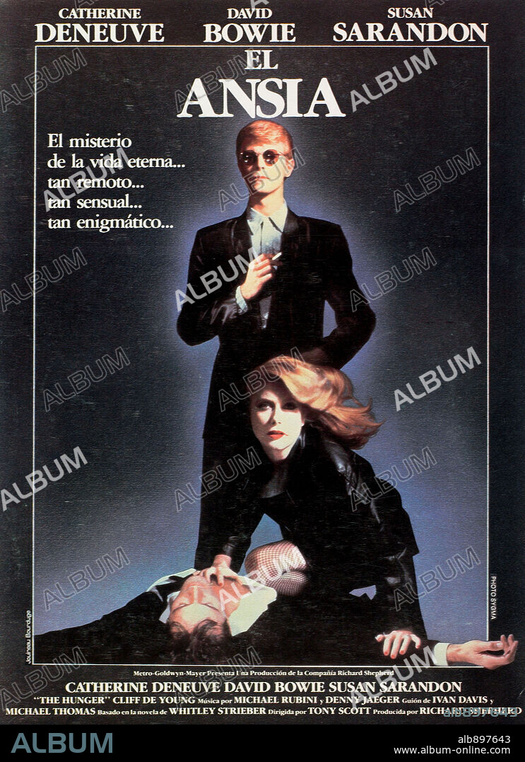 Poster of THE HUNGER, 1983, directed by TONY SCOTT. Copyright Metro-Goldwyn-Mayer (MGM).