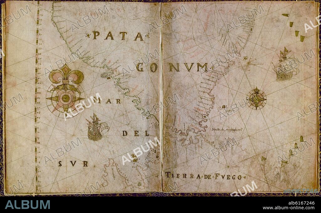 LA PATAGONIA, ESTRECHO MAGALLANES Y TIERRA DE FUEGO- MAPA DEL SIGLO XVII.