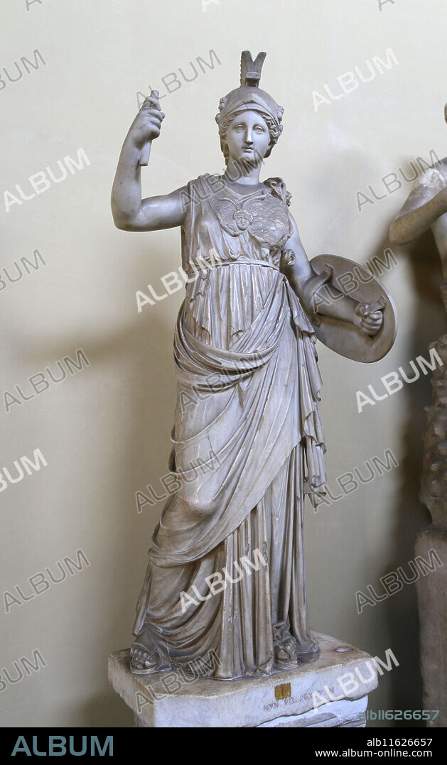 Statue of Athena. From Villa of Cassio near Tivoli, Italy. 1st century Ad copy of te 3rd century BC Hellenic original. Vatican Museums. Chiaramonti.