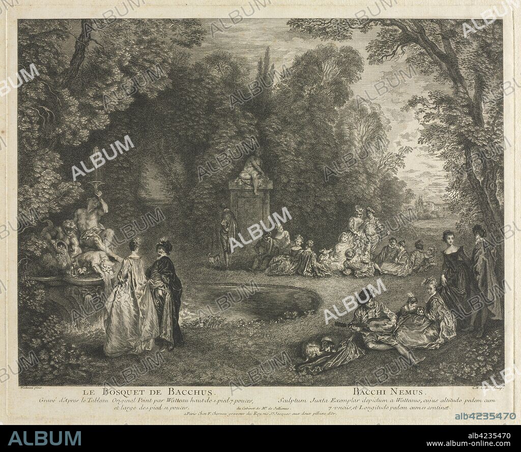 Le Bosquet de Bacchus, 1727. Charles-Nicolas Cochin (French, 1715-1790), after Jean Antoine Watteau (French, 1684-1721). Etching.
