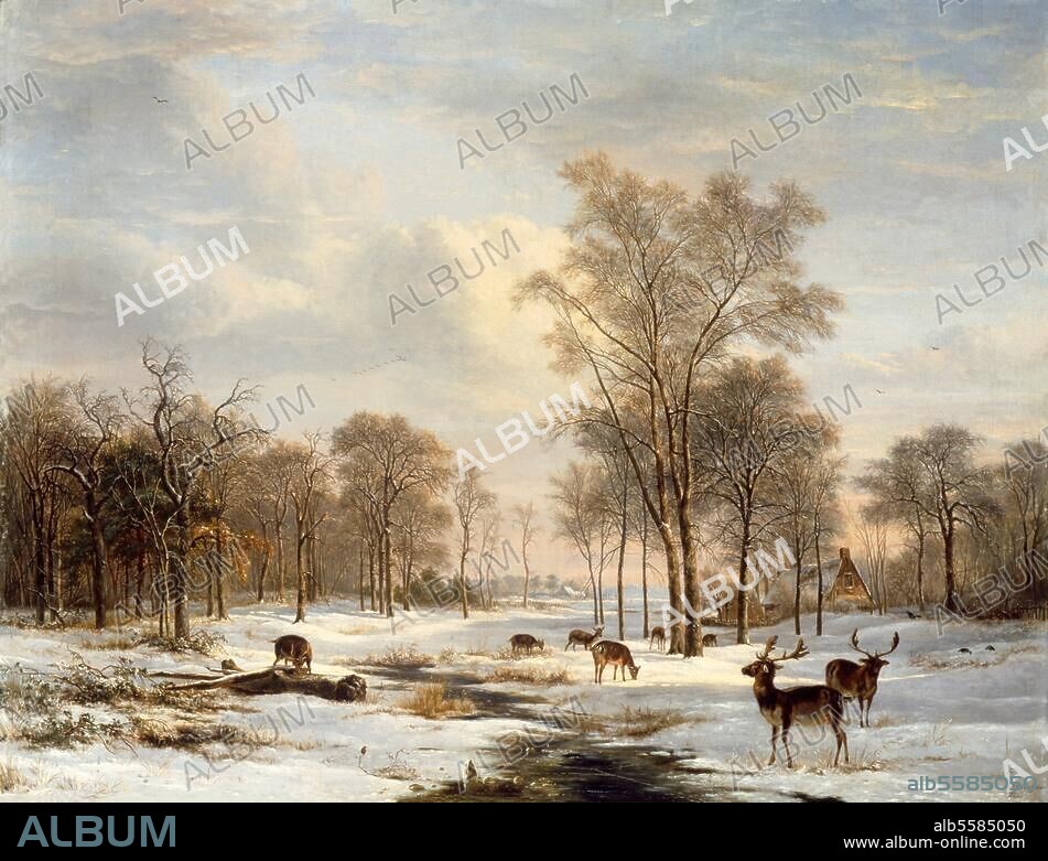 PIETER GERARDUS VAN OS. Os, Pieter Gerardus van (1776-1839) und Abels, Jacobus Theodorus (1803-1866). "Winterlandschaft mit Hirschen", 1838. Öl auf Leinwand, 80 × 104 cm. Kunsthandel London, Sotheby's, 14. Juni 1995, Lot 4.