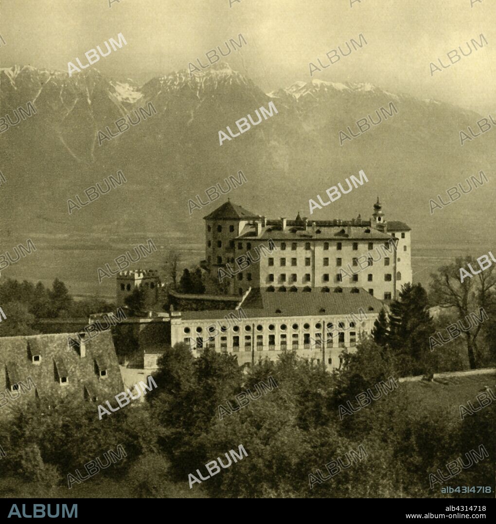 Ambras Castle, Innsbruck, Tyrol, Austria, c1935. View of Schloss Ambras, a Renaissance castle and palace in the hills above Innsbruck. It was built in the 16th century, and served as his family residence of Archduke Ferdinand II from 1567 to 1595. From "Österreich - Land Und Volk", (Austria, Land and People). [R. Lechner (Wilhelm Müller), Vienna, c1935].