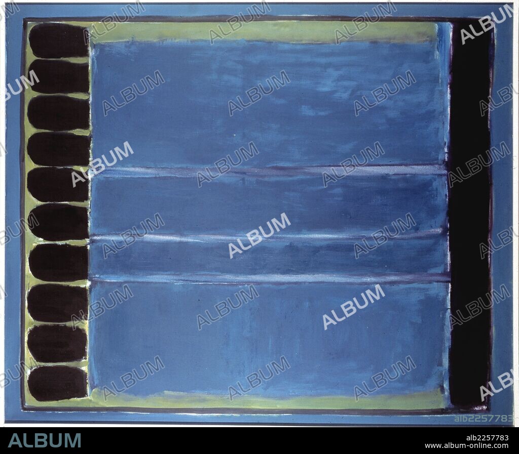 JOSE GUERRERO. GUERRERO, JOSE. PINTOR ESPAÑOL. GRANADA 1914-1991. " INTERVALOS AZULES " OLEO DEL AÑO 1971. MUSEO DE ARTE ABSTRACTO. CUENCA.