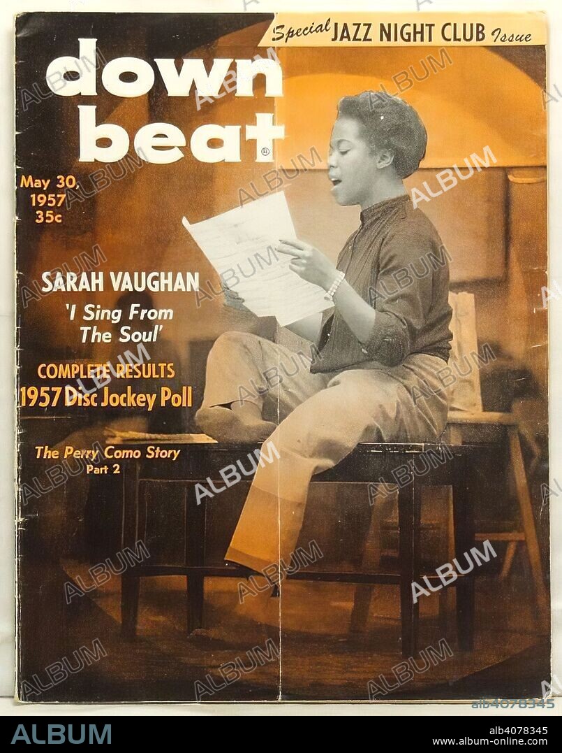 Downbeat magazine with Sarah Vaughan, 1957.