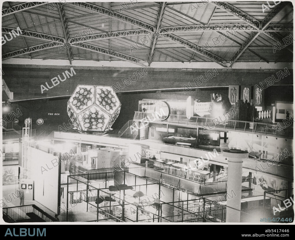 JR UPPINGTON. Festival of Britain, South Bank Exhibition, Dome of Discovery, Chicheley Street, South Bank, Lambeth, Greater London Authority, 1951. A view of part of the 'Sea' exhibition in the Dome of Discovery at the South Bank Exhibition of the Festival of Britain. The Festival of Britain was a national exhibition, the centrepiece of which was the South Bank Exhibition in London, which ran from 3rd May 1951 until 30th September 1951. The Dome of Discovery contained exhibitions on the theme of discovery, and took visitors on a journey from land and sea to outer space. Along with many of the festival's other structures, the Dome of Discovery was demolished following the end of the festival.