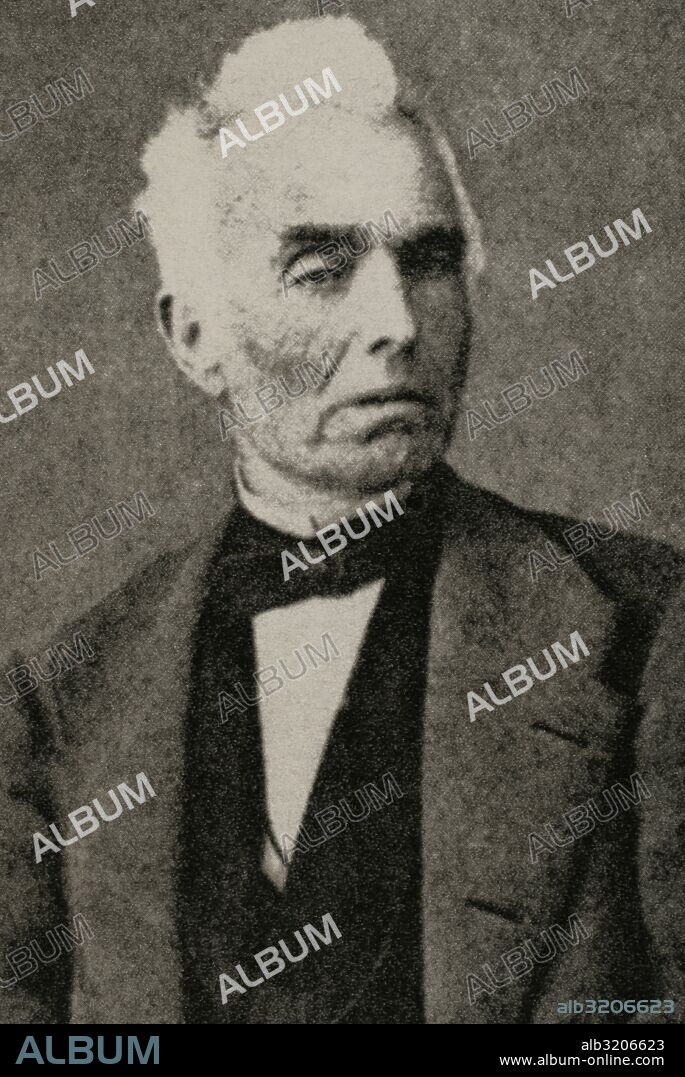 Manuel Gibert i Sans (1795-1873). Militar, abogado catalán y mecenas de Liceu. Retrato. Grabado, siglo XIX.