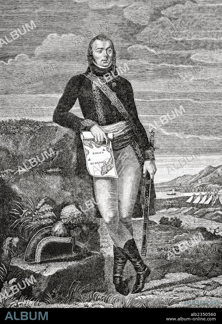 Etienne Jacques Joseph Alexandre MacDonald, 1st duke of Taranto (1765 Ð1840) . Marshal of France and military leader during the French Revolutionary and Napoleonic Wars. Engraving by Coqueret and La Chausee. Historia de Francia, 1883.