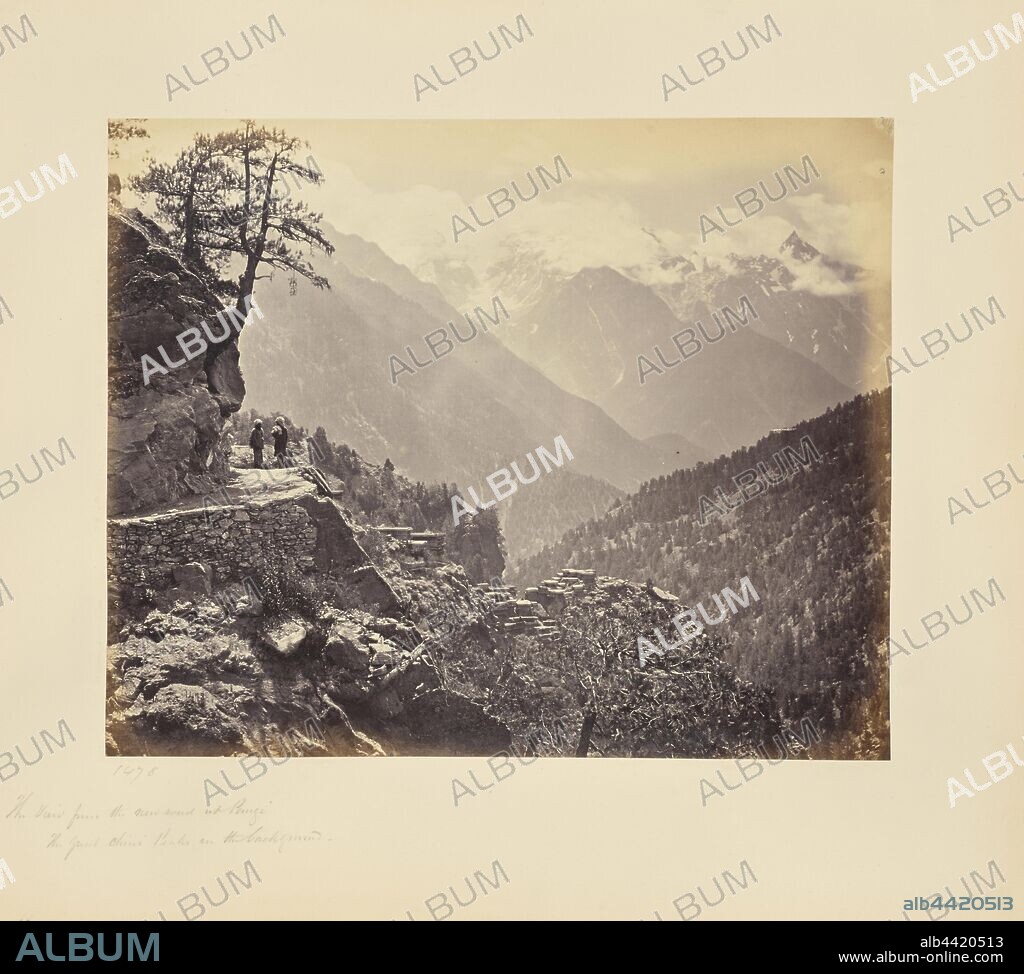 The View from the New Road at Pangi - The Great Chini Peaks in the Background, Samuel Bourne (English, 1834 - 1912), Pangi, India, 1866, Albumen silver print, 23.5 × 28.8 cm (9 1/4 × 11 5/16 in.).