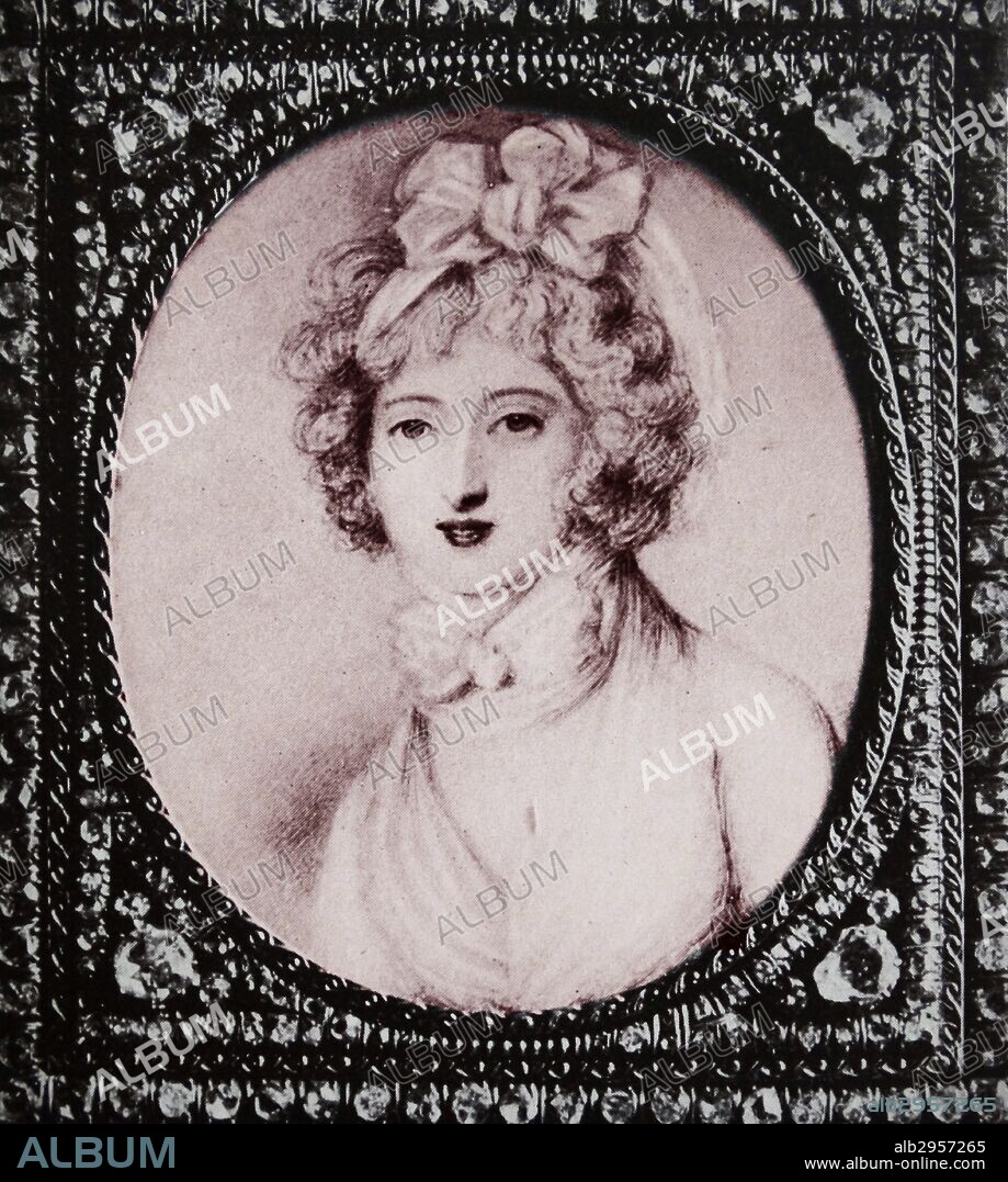 Madame Du Barry (1746-1793) Jeanne Becu, comtesse du Barry, was the final mistress of Louis XV and one of the victims of the Reign of Terror during the French Revolution. By Richard Cosway (1742-1821) a leading English portrait painter of the Regency era, noted for his miniatures.
