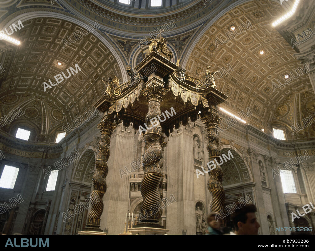 GIAN LORENZO BERNINI (1598-1680). INTERIOR-CRUCERO CON BALDAQUINO-S XVII-BARROCO - FOTO AÑOS 90.
