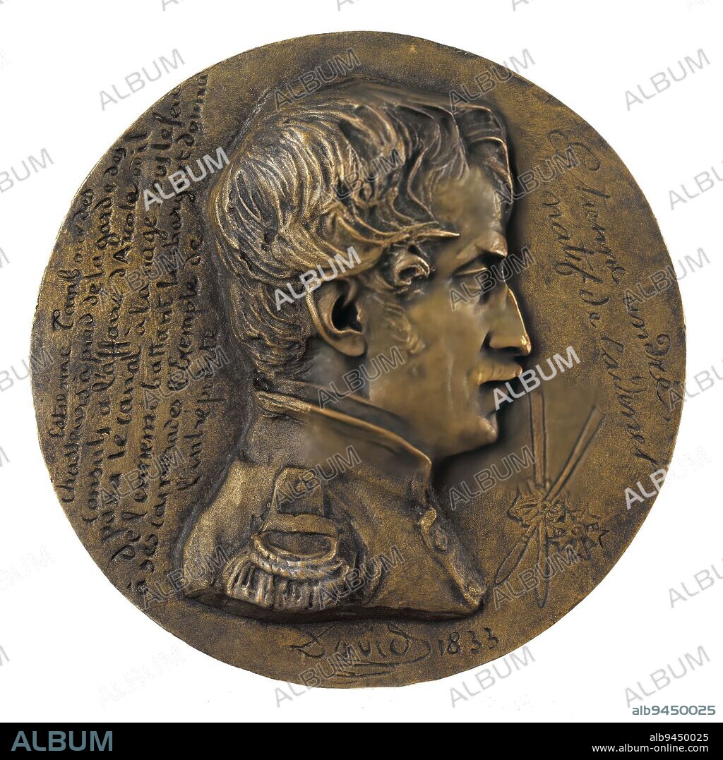 Portrait of André Estienne (1777-1837), Tambour d'Arcole, David d'Angers, Pierre-Jean, Sculptor, Richard, Louis, Founder, Array, Sculpture, Medallion (sculpture), Dimensions - Work: Diameter: 16.8 cm.