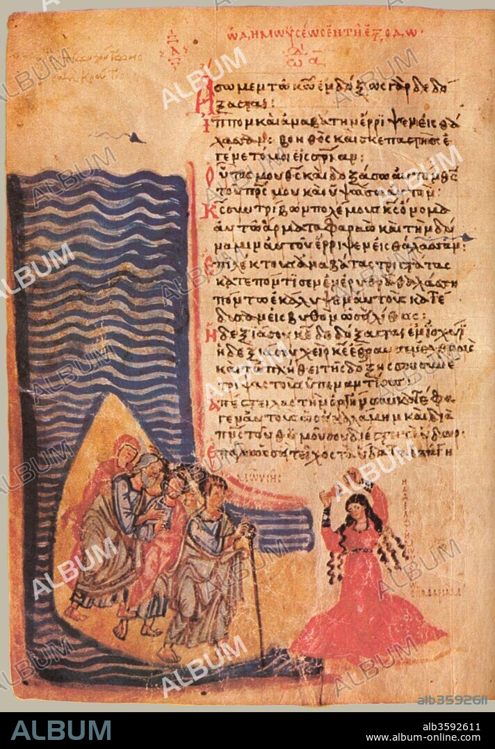 BYZANTINE MASTER. The Chludov Psalter. The Song Of Moses and Miriam.